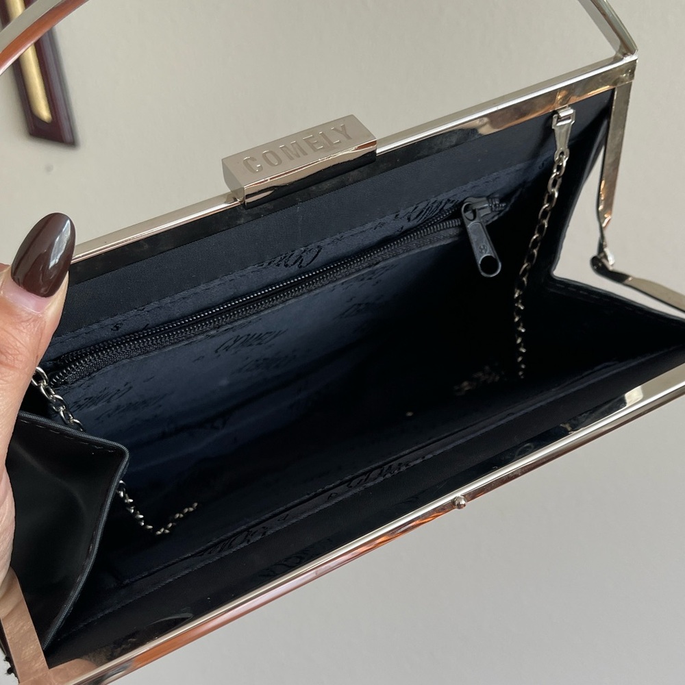 Chic Black Clutch with Silver Accents - Picture 6 of 6